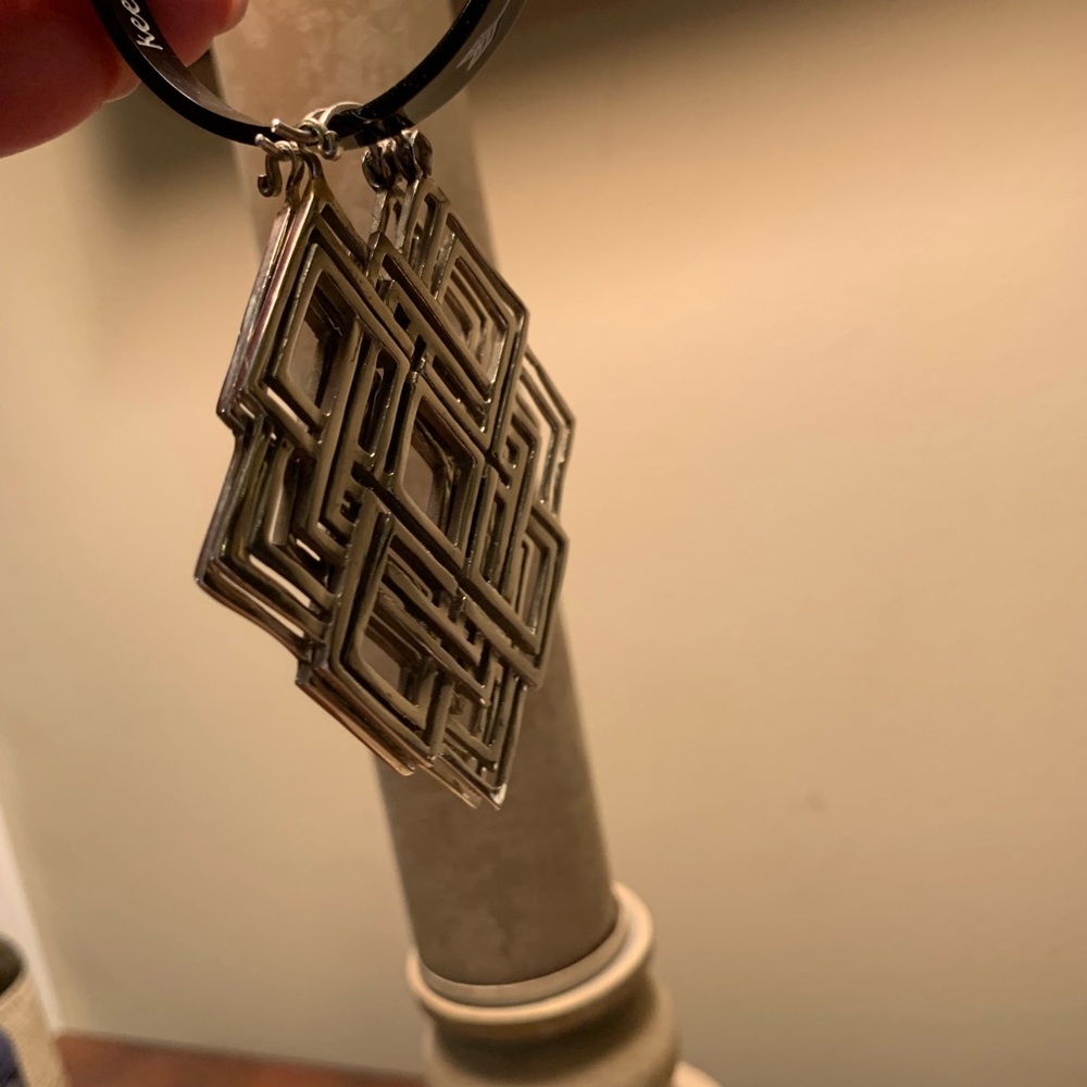 Rare Tawapa Maya Silver Geometric Sacred Geometry Ear Weight Earrings Hangers View 2